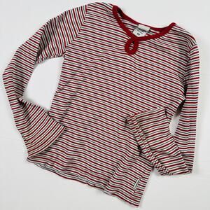 Vintage 90s OshKosh B'gosh Red & Blue Striped Flared Long Sleeve Top Sz 6x